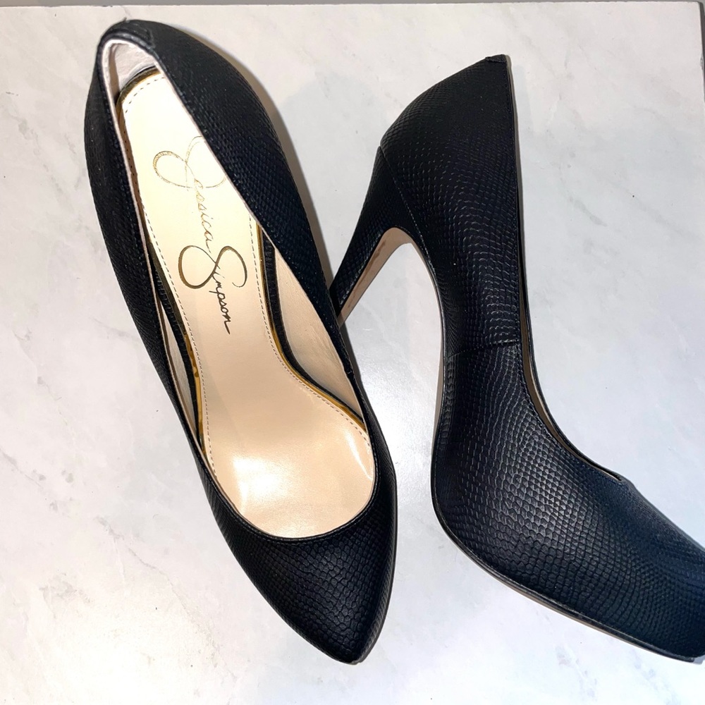 Jessica Simpson Black Textured Stilletto